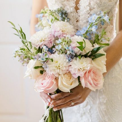 Romantic And Timeless With White, Blush And Soft Blue Scheme Daliha Bouquet